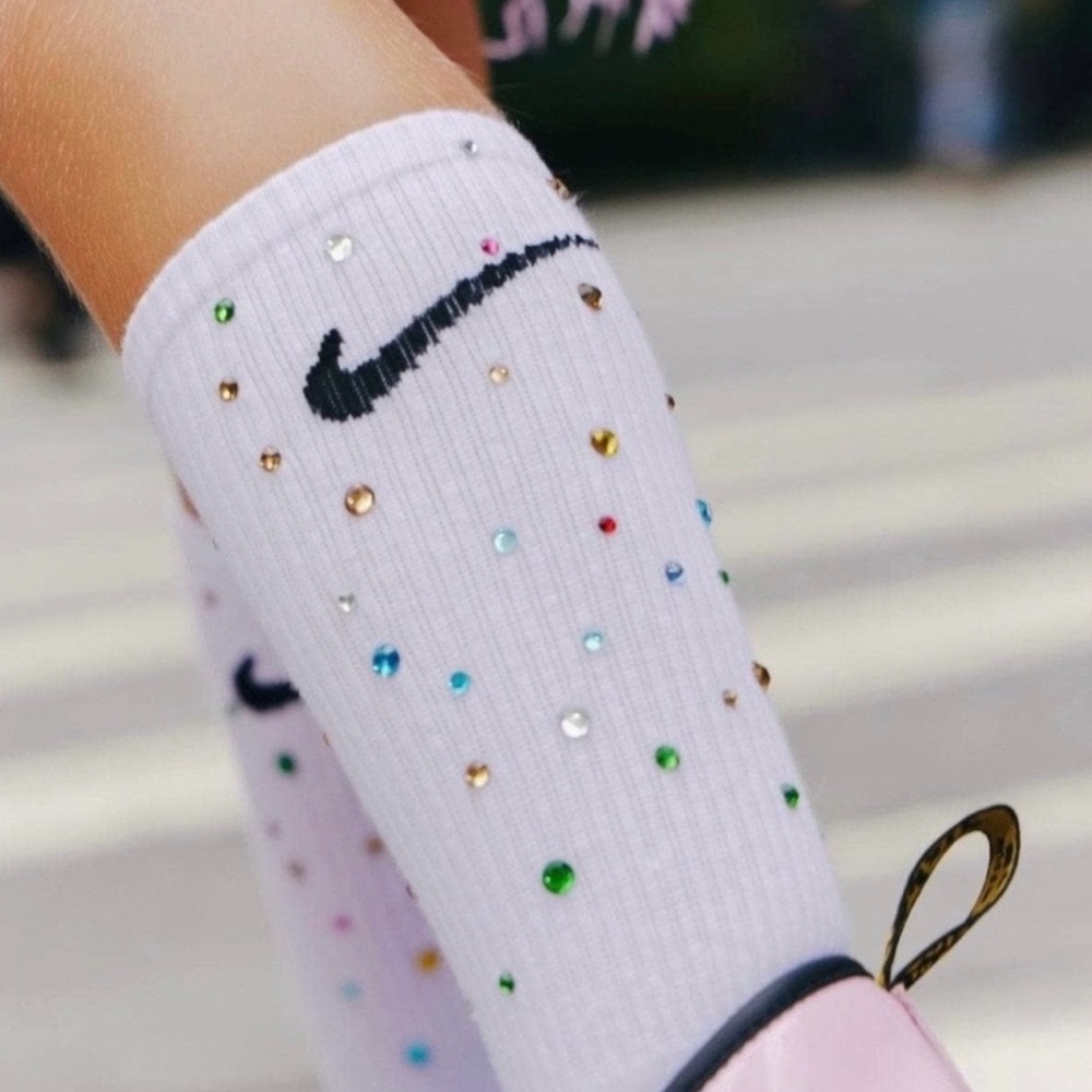 Nike White Socks with Multicolor Accents